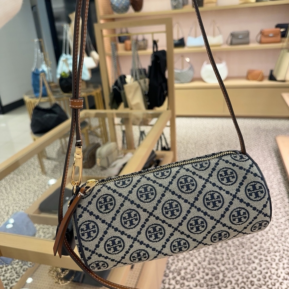 Tory Burch T Monogram Navy Patterned Women's Bag